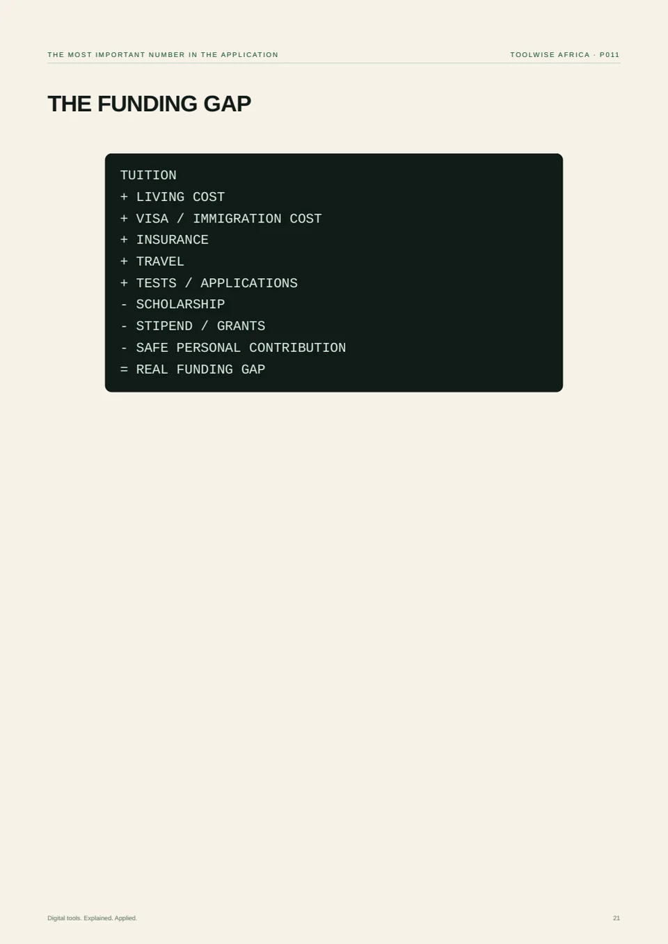 Interior page from the Global Study Application OS